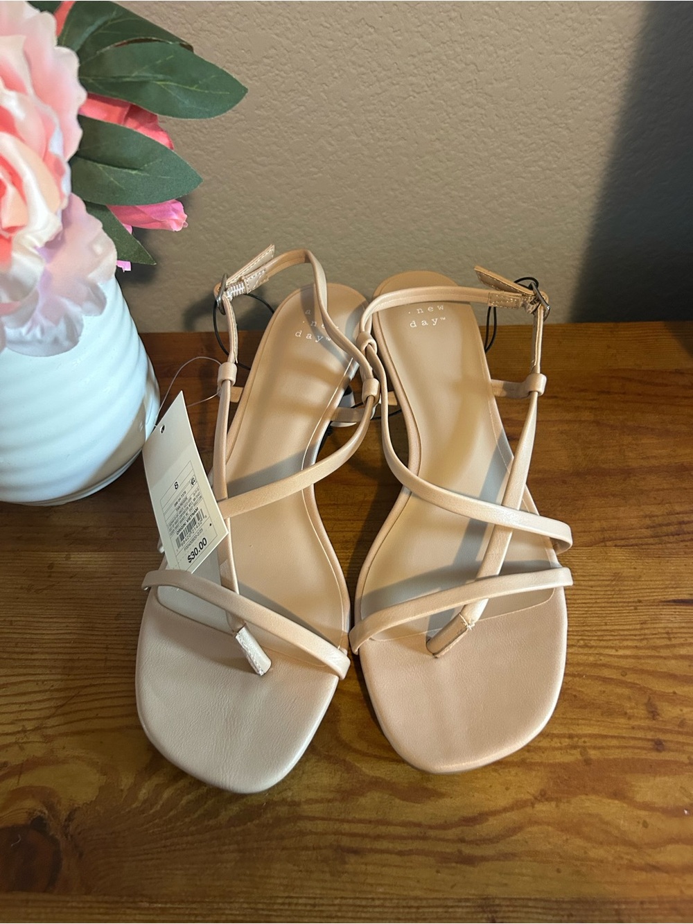 a new day Nude Strappy 1 1/2 inch heels